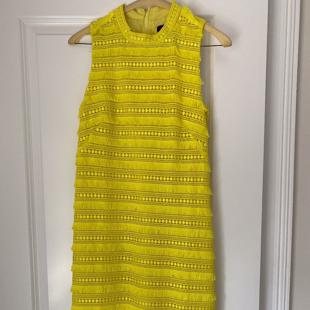 J. Crew yellow fringe sheath dress Size 2